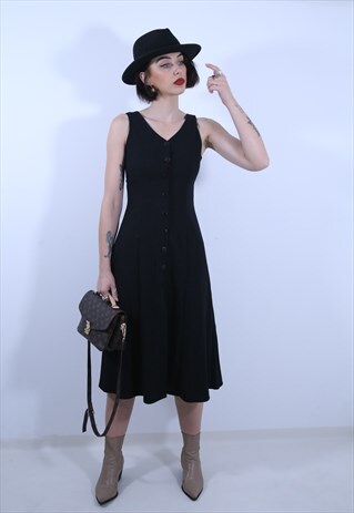 BLACK BUTTON DOWN DRESS