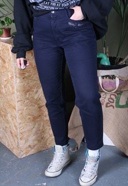 Vintage High-waisted Mom Jeans in Dark Blue