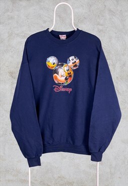 Vintage Disney Blue Sweatshirt Graphic XL