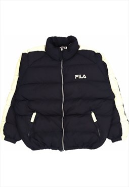 Vintage 90's Fila Puffer Jacket Spellout Zip Up