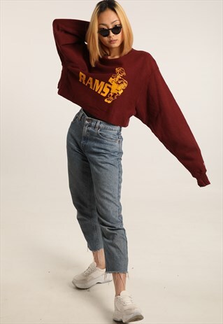 VINTAGE CHAMPION PRINT CROPPED SWEATSHIRT
