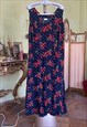 BUTTON UP SLEEVELESS NAVY POPPY FLORAL OVERSIZED MAXI DRESS
