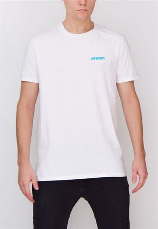 WHITE RAWWW (BLUE) T-SHIRT