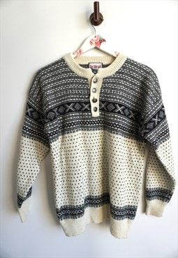 Vintage Norwegian Sweater Jumper Cardigan Wool Pullover