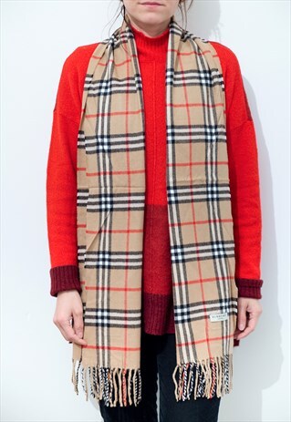 VINTAGE BURBERRY CHECKED SCARF BEIGE