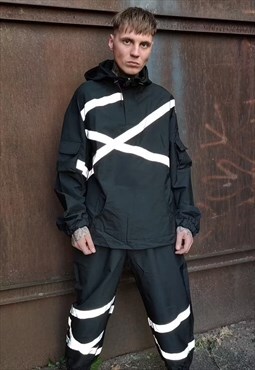 Reflective tracksuit baggy sports set hoodie and beam jogger