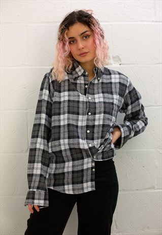 VINTAGE FLANNEL GREY CHECK SHIRT