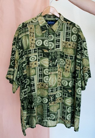 VINTAGE 80'S SHORT SLEEVE PATTERNED SUMMER SHIRT
