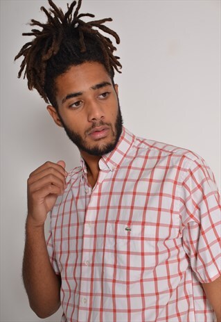 VINTAGE LACOSTE SHORT SLEEVE CHECK SHIRT RED