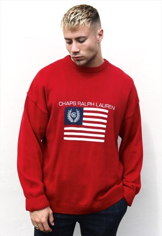 RED CHAPS RALPH LAUREN KNITTED SWEATSHIRT