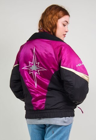 VINTAGE 90'S PINK & BLACK SHELL SKI JACKET COAT
