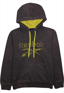 Vintage 90's Reebok Hoodie Spellout Pullover Grey Medium