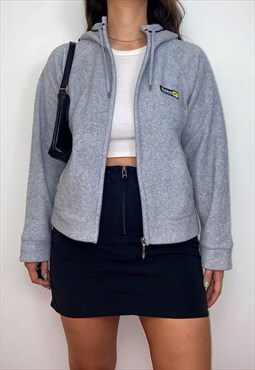 Vintage Reebok Grey Zip Up Y2K Fleece Hoodie