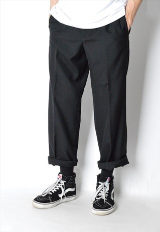 VINTAGE 90S BLACK MINIMLAIST WOOL BLEND PANTS