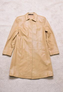 Women's Vintage 90s St Michael Beige Leather Jacket