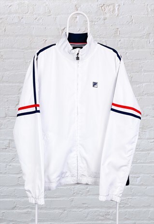 VINTAGE FILA TRACK JACKET WHITE LARGE