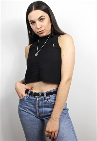 90'S RETRO RE-WORKED BLACK CROP TOP