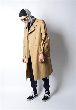 VINTAGE 80S CAMEL MINIMALIST TRENCH COAT