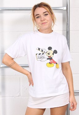 Vintage Disney T-Shirt in White Crewneck Lounge Tee Small