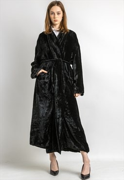 60s Black Velvet Coat Oversize velvet Opera coat 5910