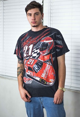 VINTAGE NASCAR RACING T-SHIRT LOGO 90S L 8.4