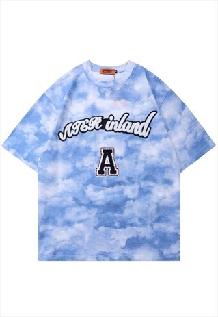 KALODIS FASHION TIE-DYE LOOSE EMBROIDERED T-SHIRT