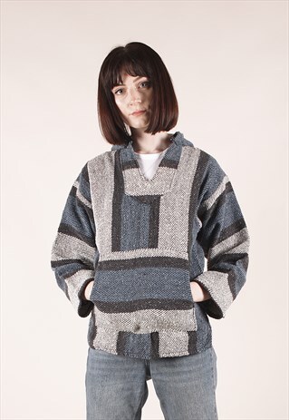 VINTAGE BAJA 90S BLUE STRIPED HOODY /MM1500