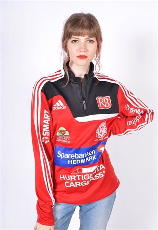 VINTAGE ADIDAS 1/4 ZIP SWEATSHIRT RED