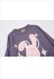 BUNNY SWEATER RABBIT PRINT KNITWEAR JUMPER GRUNGE TOP BLACK