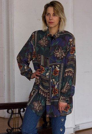 VINTAGE 80' AMAZING BEAUTIFUL COLOFRUL ELEGANT SHIRT