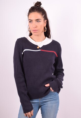TOMMY HILFIGER WOMENS VINTAGE JUMPER SWEATER XL NAVY BLUE 90