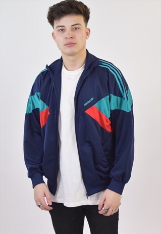VINTAGE 90S BLUE ADIDAS TRACKSUIT TOP JACKET