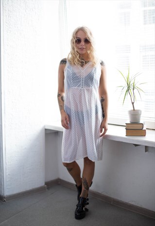 VINTAGE 70'S WHITE SLIP DRESS