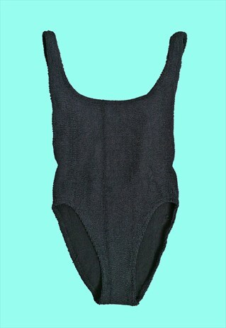 VINTAGE 80'S RUCHED ELASTIC HIGH LEG BODYSUIT / SWIMSUIT