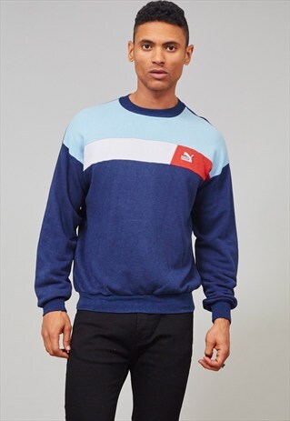 VINTAGE 80'S MIDNIGHT BLUE PUMA SWEATER