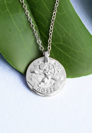 SILVER PERSONALISED NAME COIN LOVE NECKLACE HANDMADE