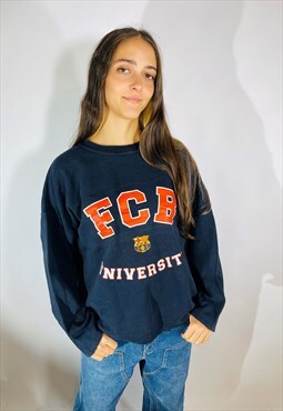 Vintage Size XL FC Barcelona Sweatshirt in Blue