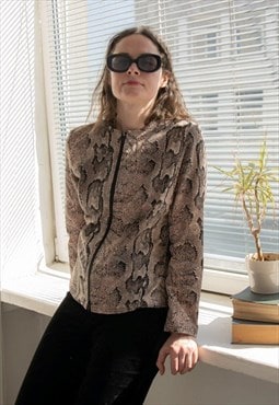 Vintage Brown Snake Print Jacket