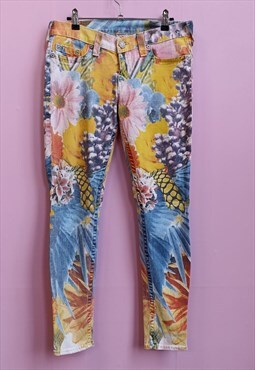 Vintage Y2K True Religion floral patterned denim trousers
