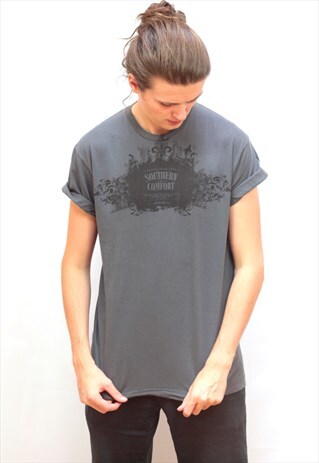 VINTAGE GREY GRAPHIC 'SOUTHERN COMFORT' PRINT T-SHIRT