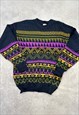 VINTAGE KNITTED JUMPER ABSTRACT PATTERNED KNIT SWEATER