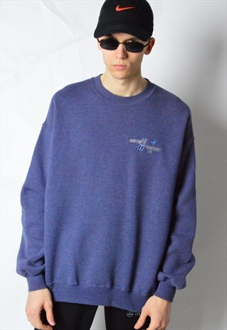VINTAGE 90S BLUISH GREY EMBROIDERED MINIMALIST SWEATSHIRT
