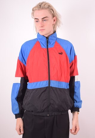 PUMA MENS VINTAGE TRACKSUIT TOP JACKET MEDIUM MULTI 90S