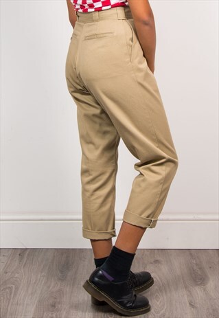 90'S VINTAGE DICKIES HIGH WAIST REWORK BEIGE TROUSERS