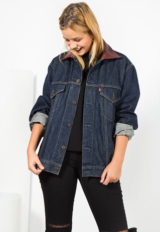 VINTAGE 80S LEVI'S CONTRAST COLLAR DENIM JACKET/ S1532