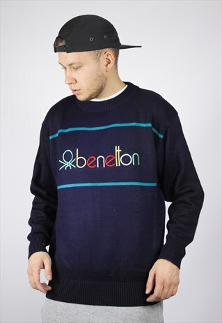VINTAGE MENS BENETTON BIG LOGO JUMPER