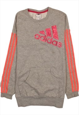 Vintage 90's Adidas Sweatshirt Spellout Crew Neck Grey