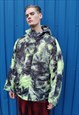 GRADIENT SPACE PRINT PARKA TIE-DYE PRINT BOMBER COAT GREEN