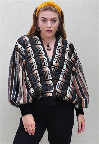 VINTAGE 1980'S CHUNKY KNIT BATWING CARDIGAN