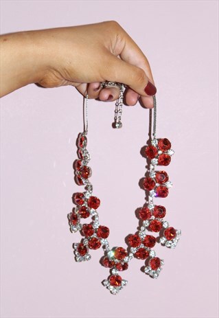 90S VINTAGE GENUINE SWAROVSKI PINK CHUNKY DIAMANTE NECKLACE